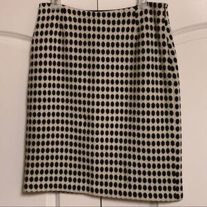 Milly Black Ivory Mod Print Polka Dot Soft Virgin Wool Career Pencil Skirt 10